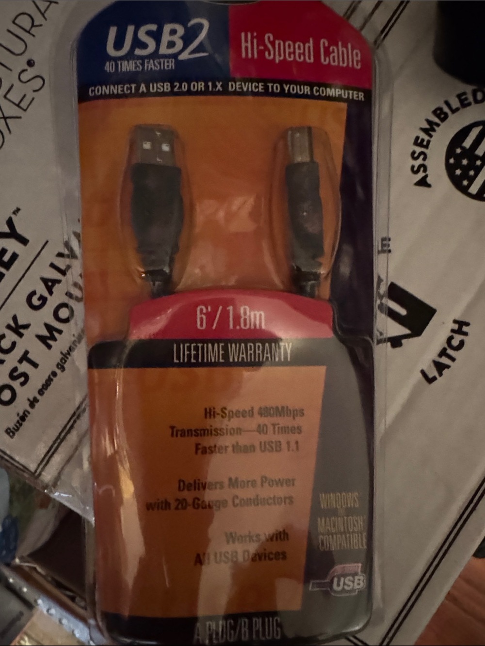 belkin USB2 Hi-Speed A to B Cable in Black and Orange